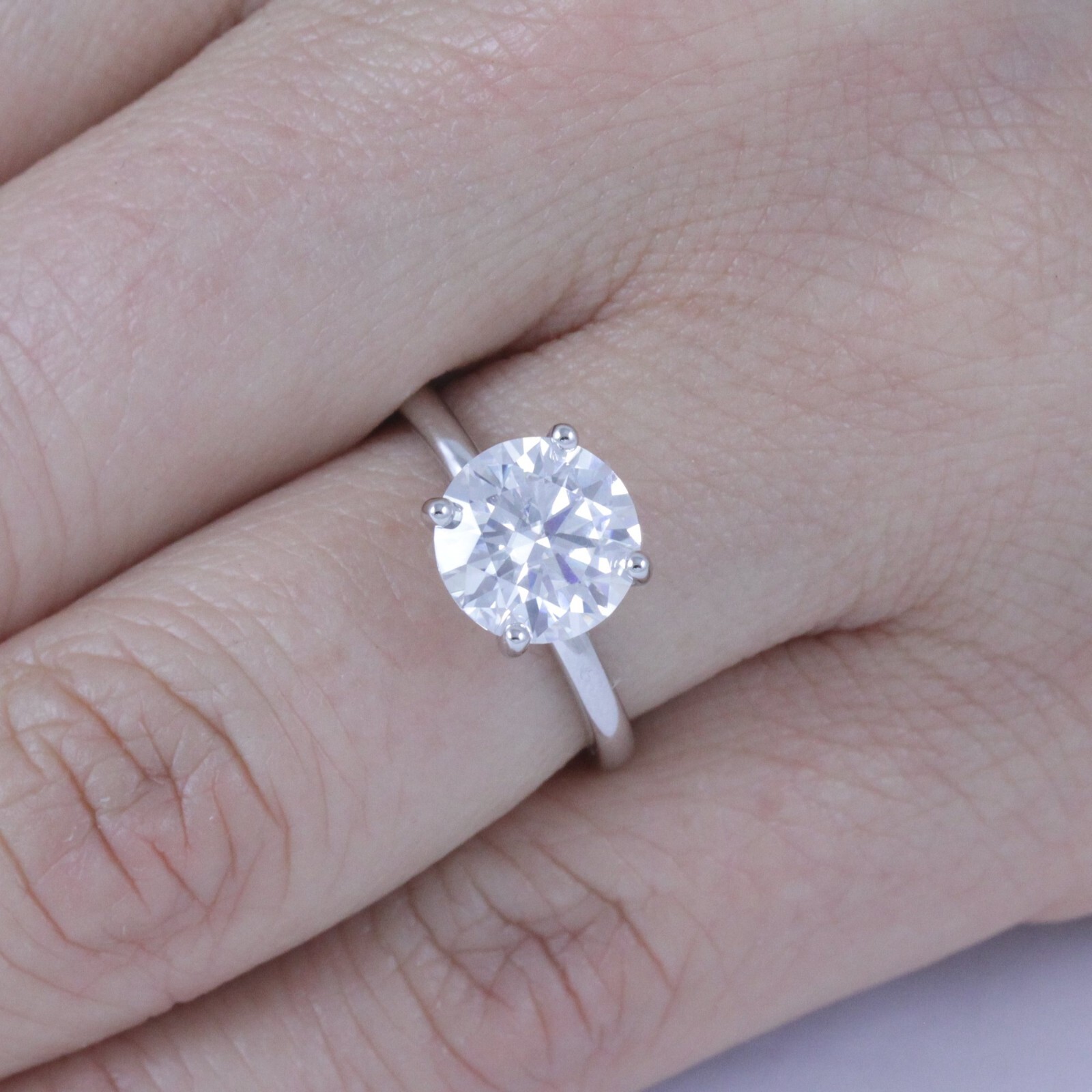 2.25ct Moissanite Solitaire 925 Sterling Silver Engagement Ring Sz 2.5-15 S10494