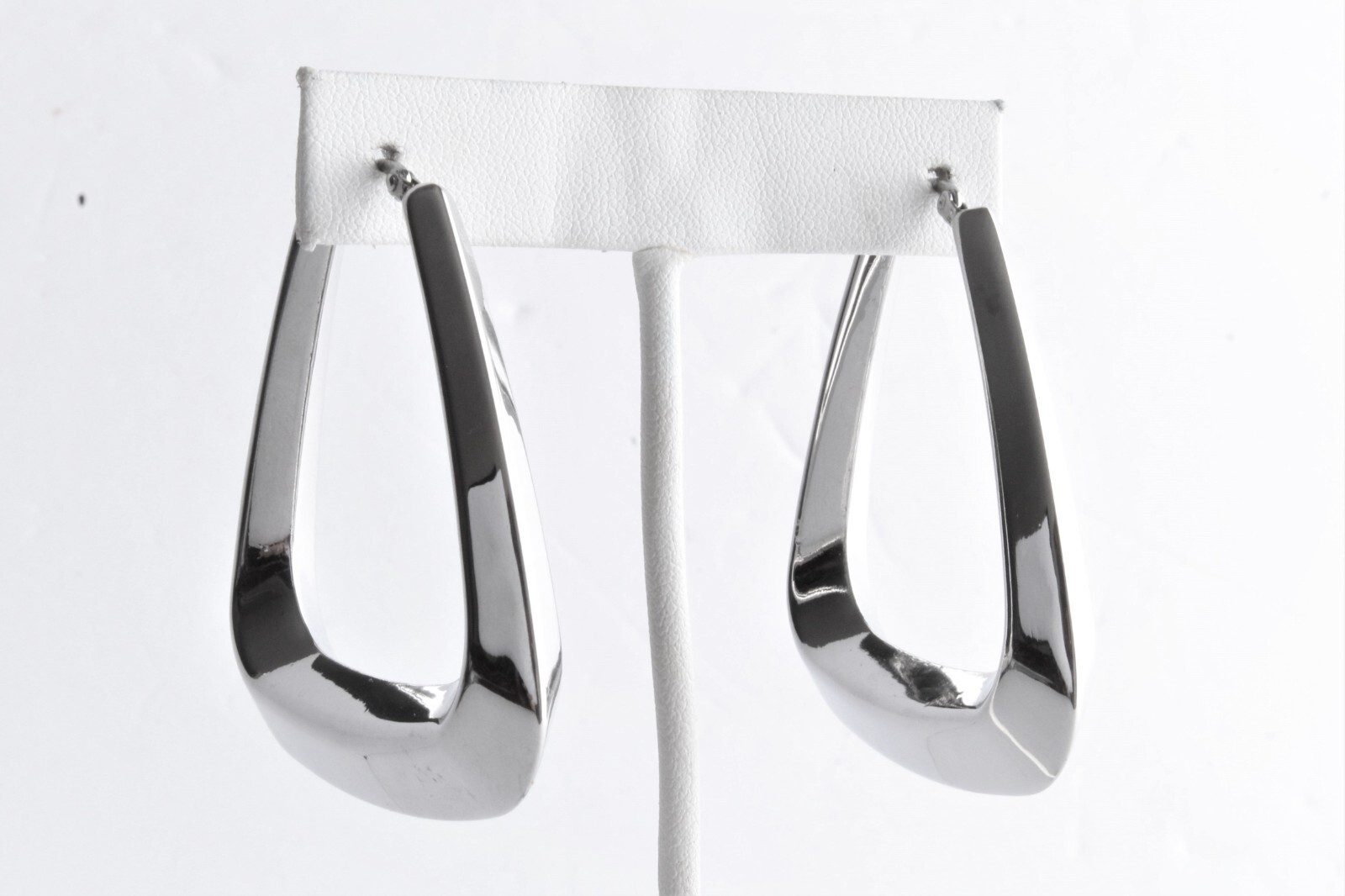 LARGE STAINLESS STEEL TRIANGLE HOLLOW TUBE EARRINGS, 2″