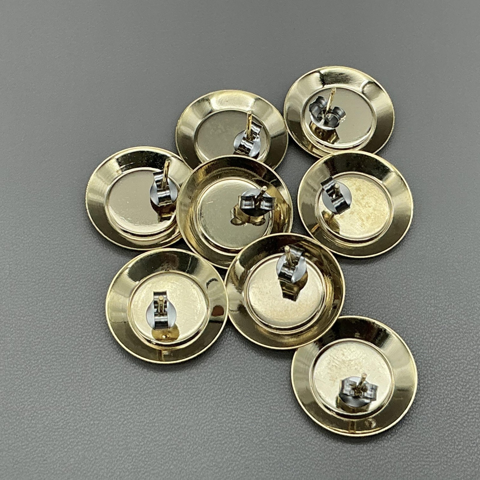 Earrings 4 Pair Gold Tone Multicolor Round Stud Womens Fashion Jewelry 3/4″
