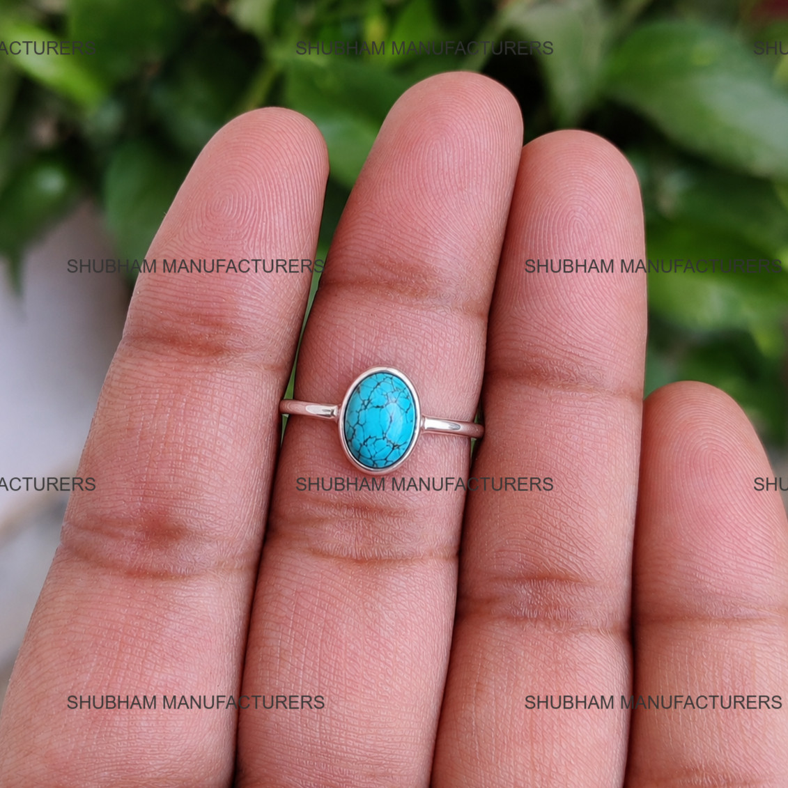 Genuine Turquoise Small Ring 925 Sterling Silver Dainty Band Jewelry Gift Women
