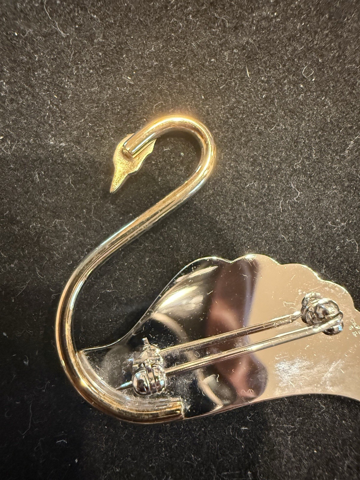 Elegant Carla Sterling Silver & Gold Swan Brooch Pin.