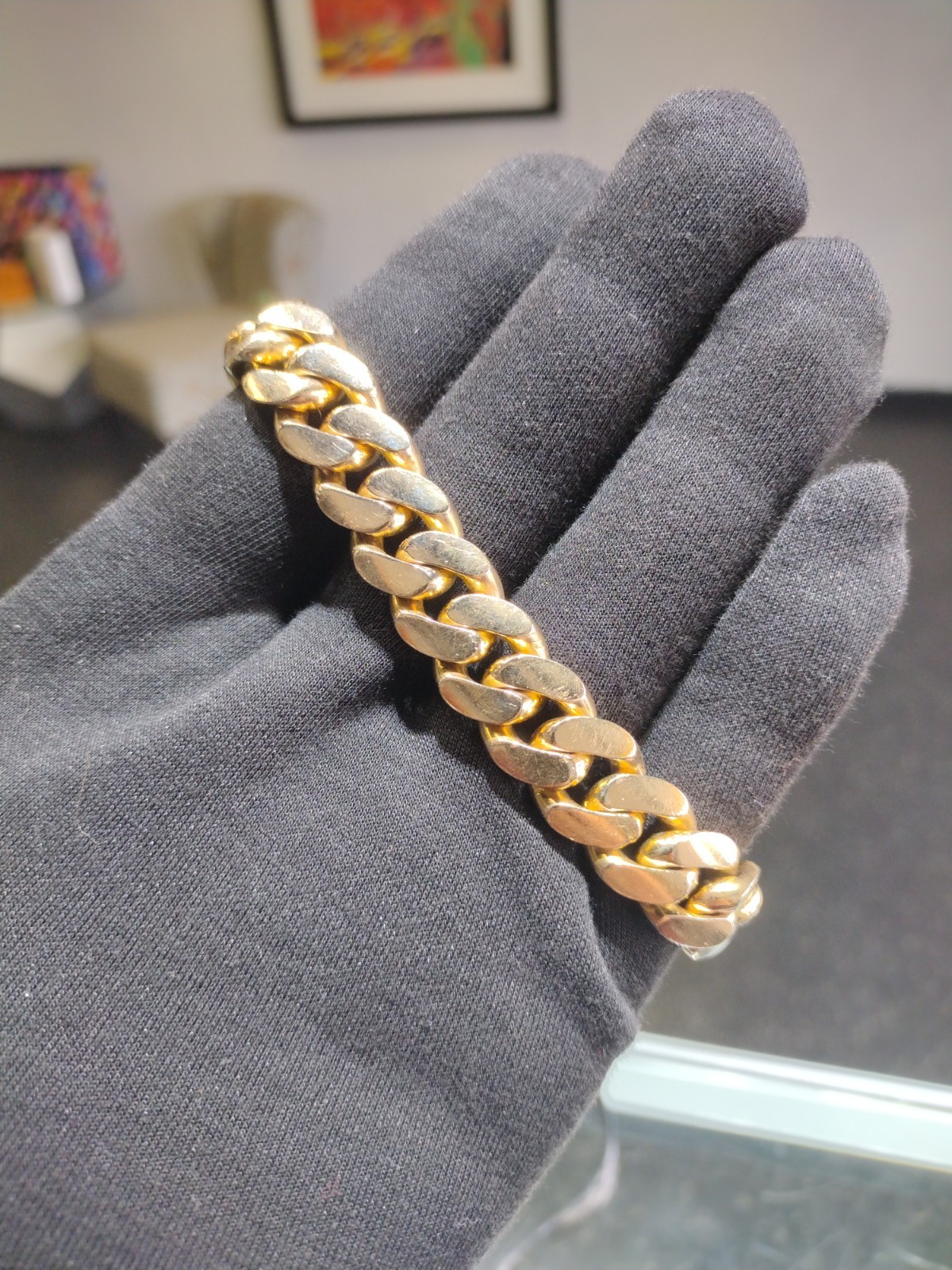 10KT Yellow Gold Cuban Link Bracelet 127.1 Grams 12MM