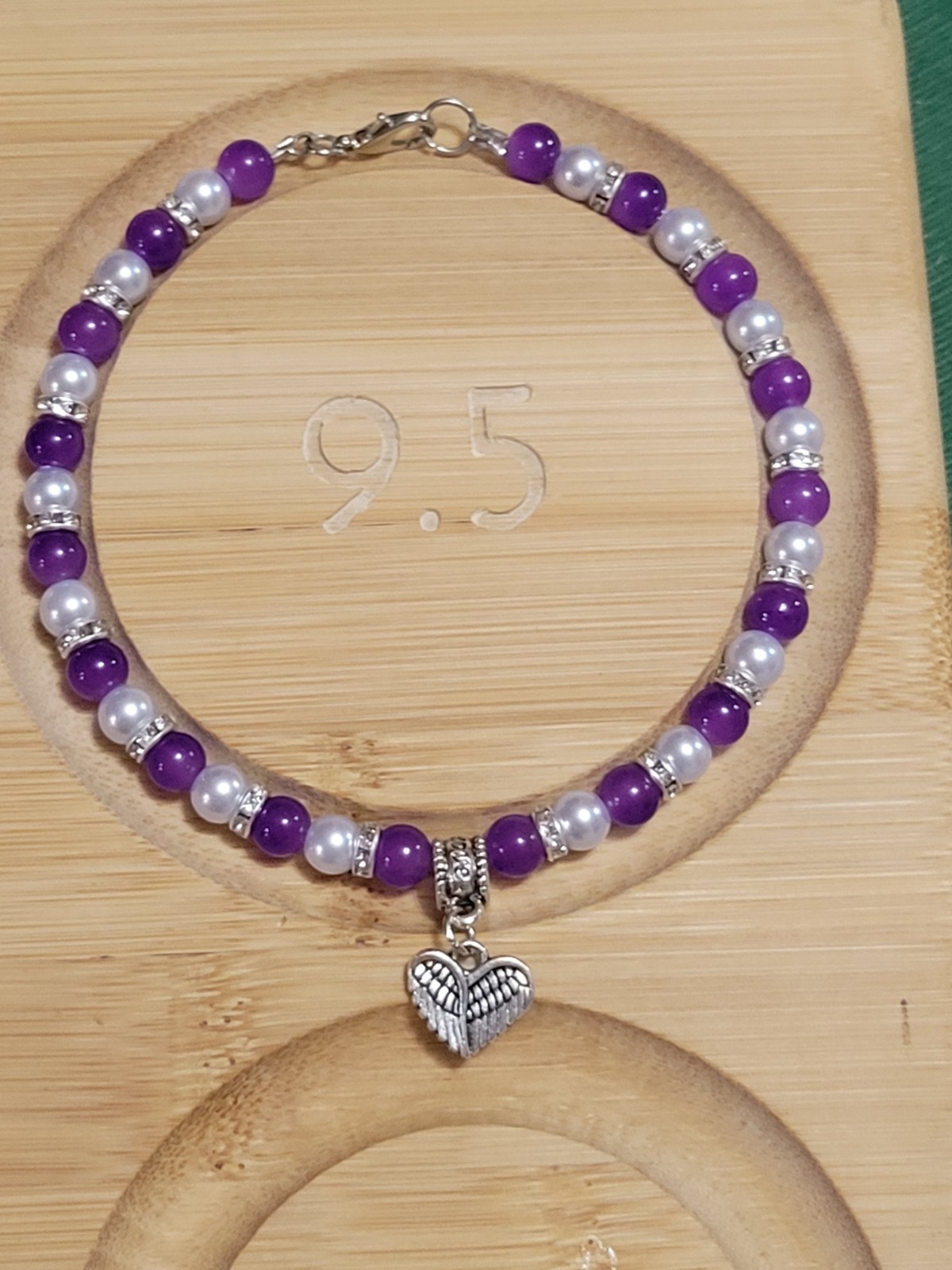 Purple Wings Anklet, Handmade Western Boho Anklet, Angel Wing Charm