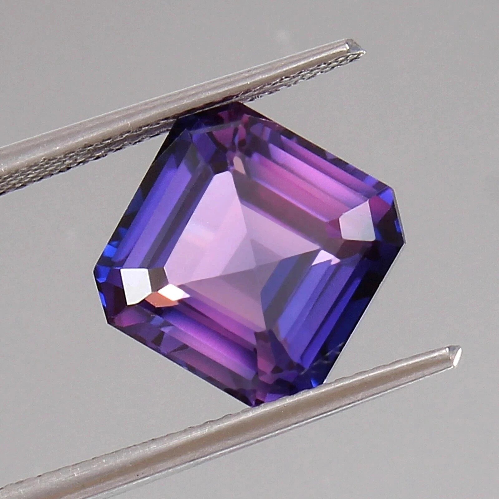 AAA 8.79 Ct Lab-Created Ceylon Purple Pink Sapphire Asscher Cut Certified Loose