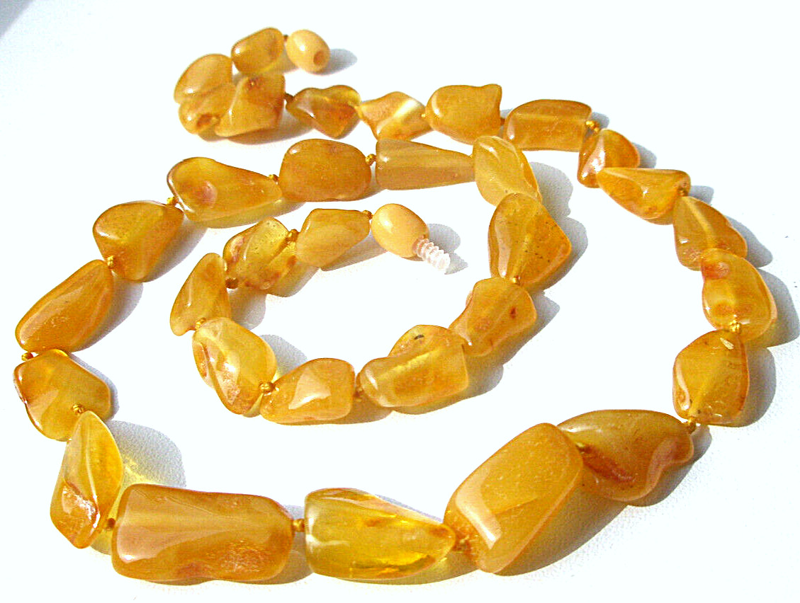 Genuine Baltic Amber Necklace Polished Egg Yolk Butterscotch 51 cm – 20 inch