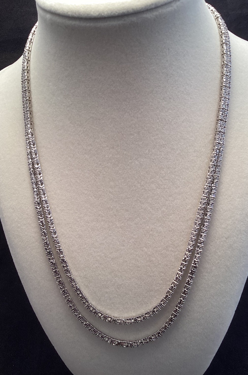 Fuzion Creations FZN Sterling White Quartz Tennis Double Strand 5mm Necklace 18”