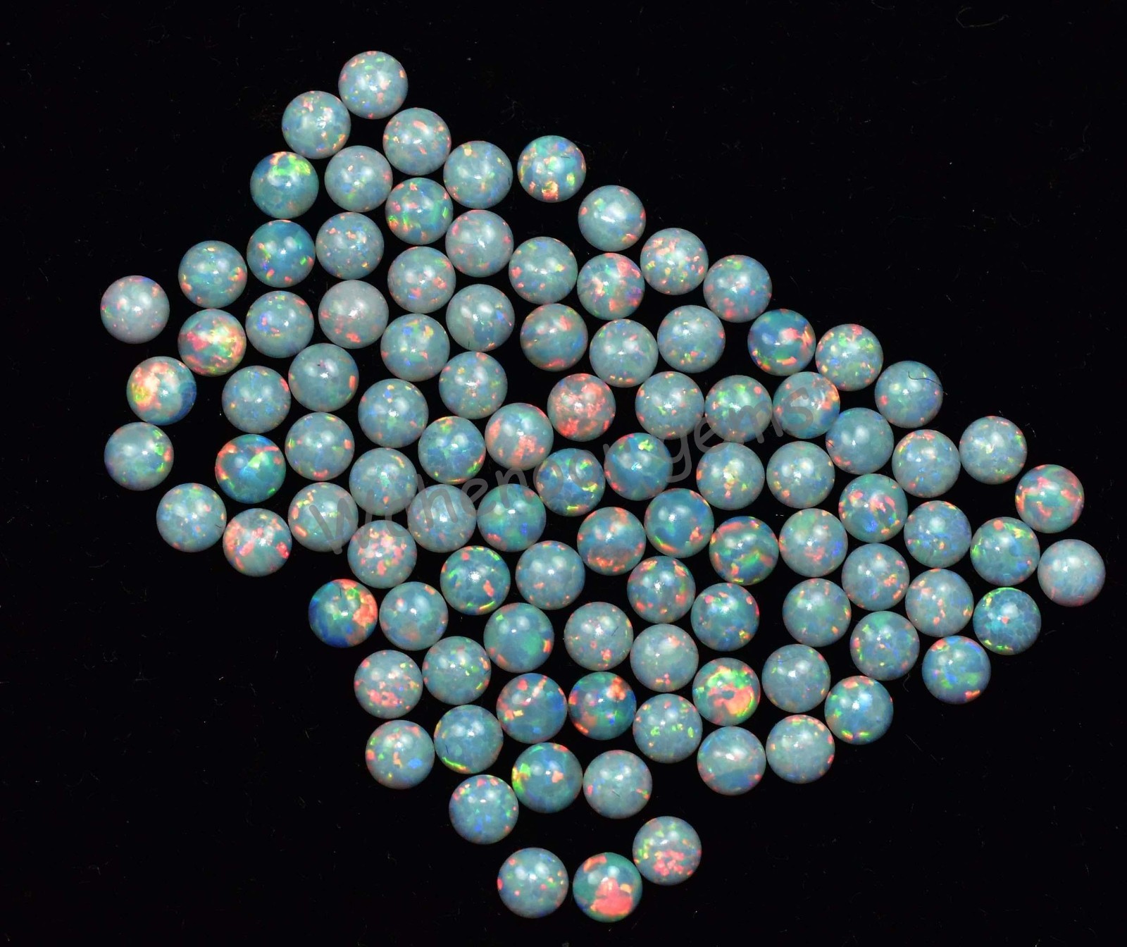 100 Pcs Natural White Fire Opal Play Of Color 2.50 MM Round Certified Gemstone