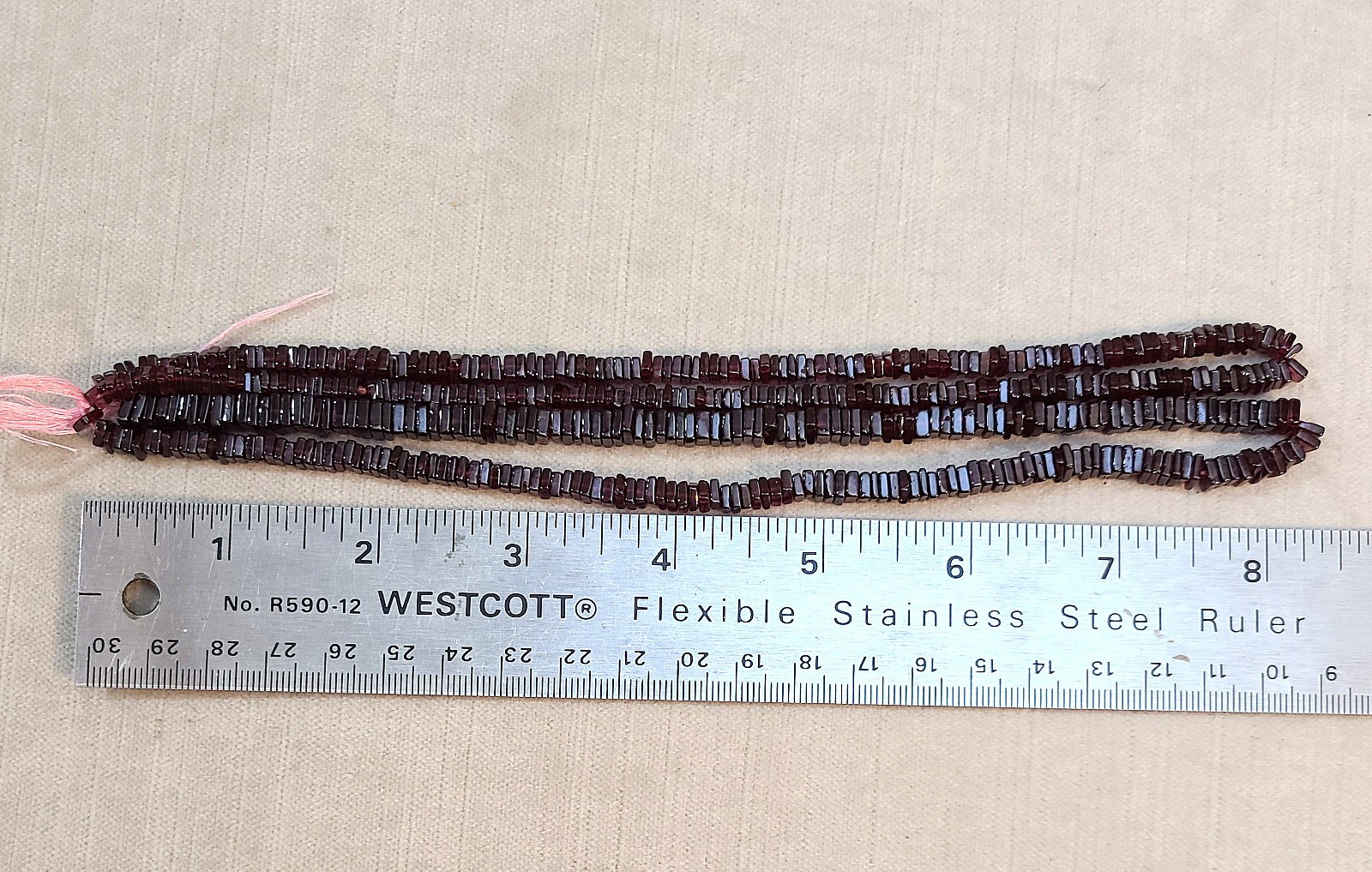 2 Strands 16″ ea Natural Purplish Almandine Garnet Square Heishi Beads 3.8-6.0mm