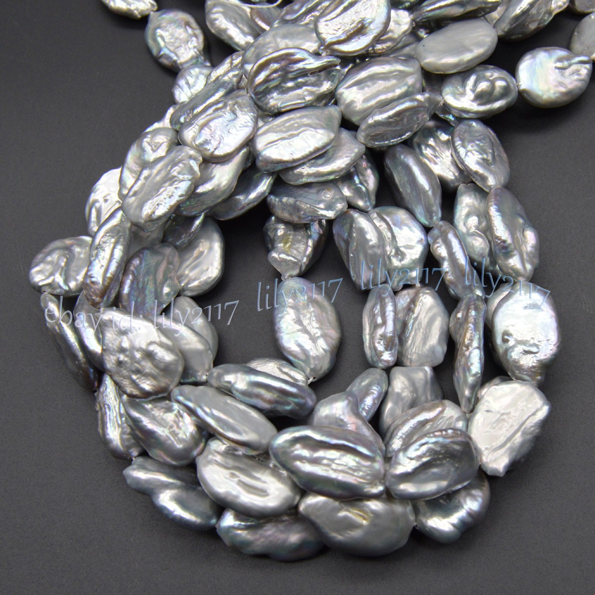 Luster 15-20mm Natural South Sea Gray Baroque Keshi Pearl Loose Beads 15″ Strand