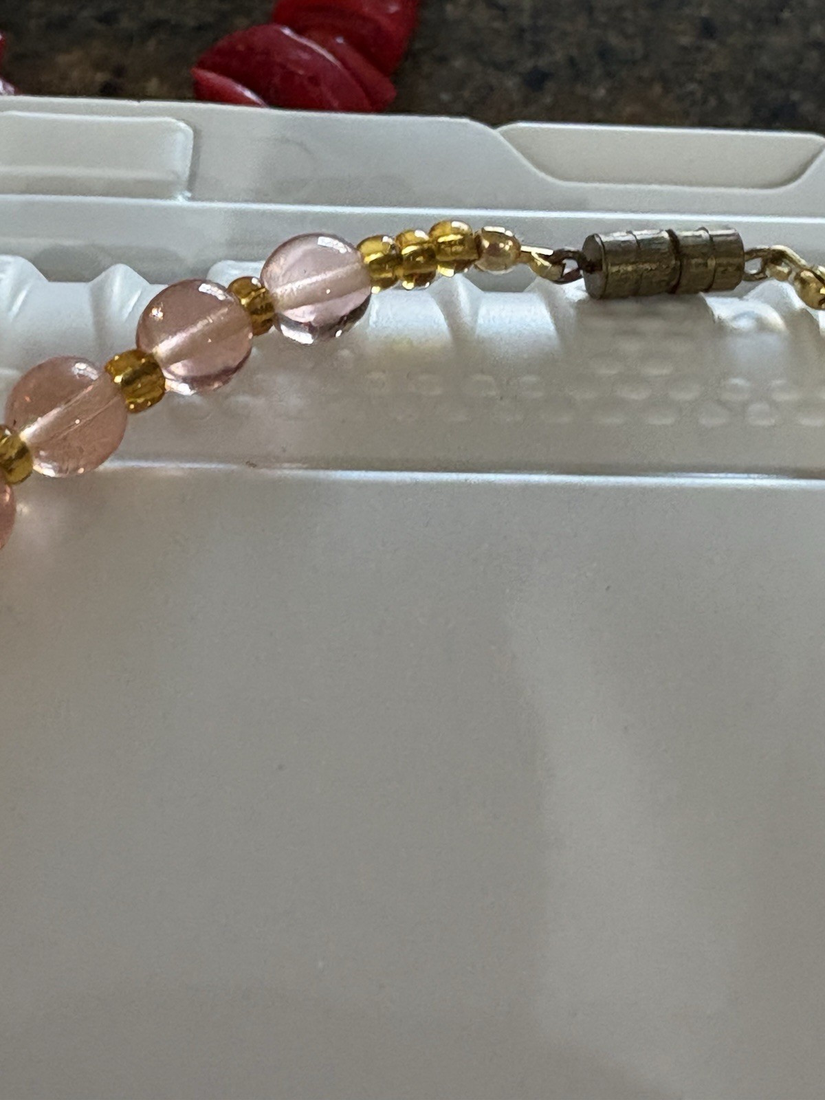 Vintage Italian Venitian Flower Necklace Pink Color