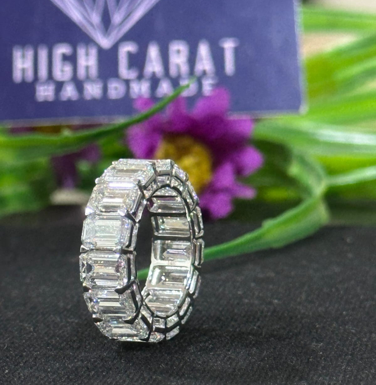 3.00Ct Emerald Cut White Colorless Moissanite Dainty Wedding Band For Women’s