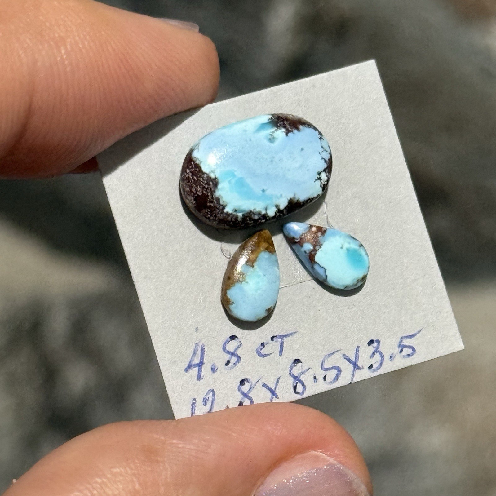 4.8ct 12.8-7.7mm 3pcs Lot Fine Golden Hill Lavender Turquoise Cabochon Gems