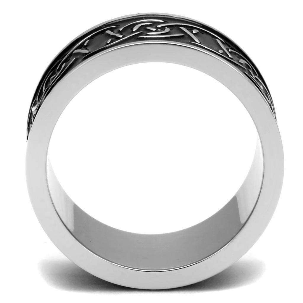 TK2922 – High polished (no plating) Stainless Steel Ring with Epoxy in Jet