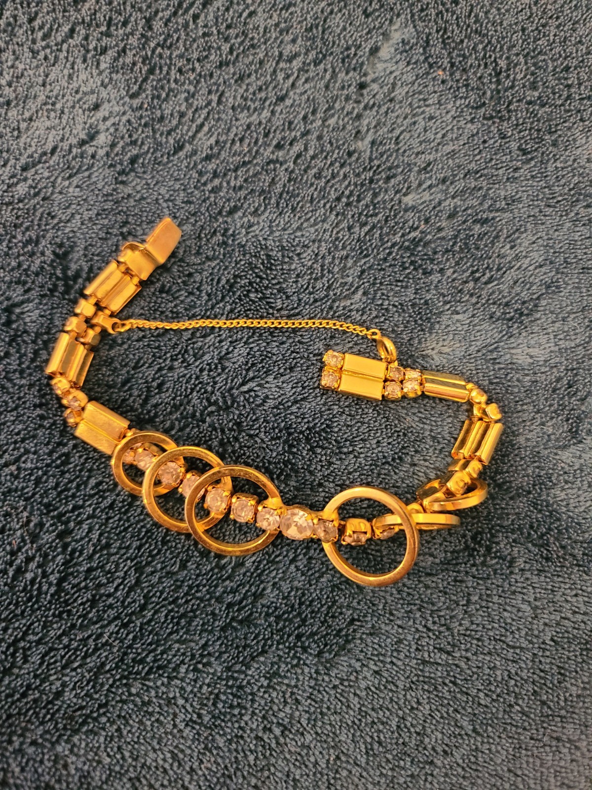 Vtg 1956 Sarah Coventry Celestial Fire Bracelet Gold Tone Rhinestone Signed SaC