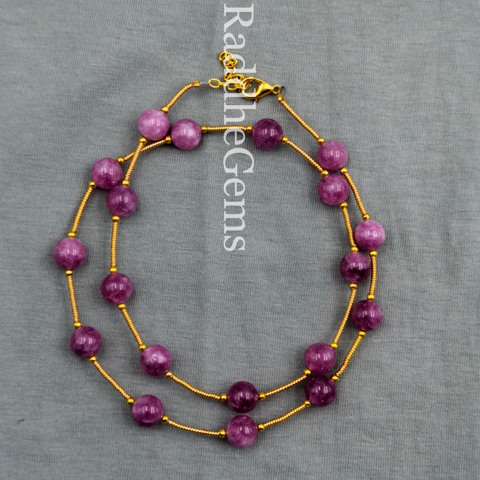 Pink Tourmaline Necklace, 8mm round AAA Beads, Sterling Silver, Dainty Gemstone