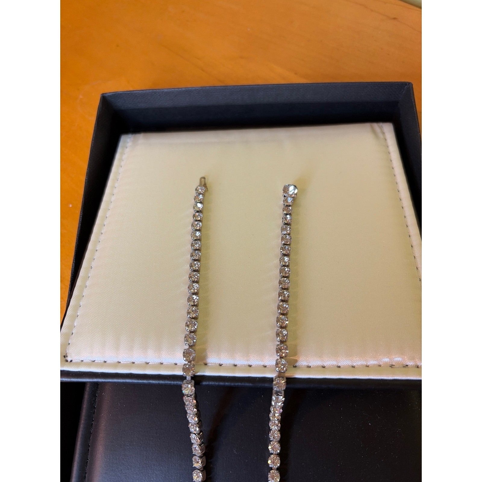 Vintage Silver Tone Rhinestone Choker Necklace Emerald Round Cut Bridal 15 Inch