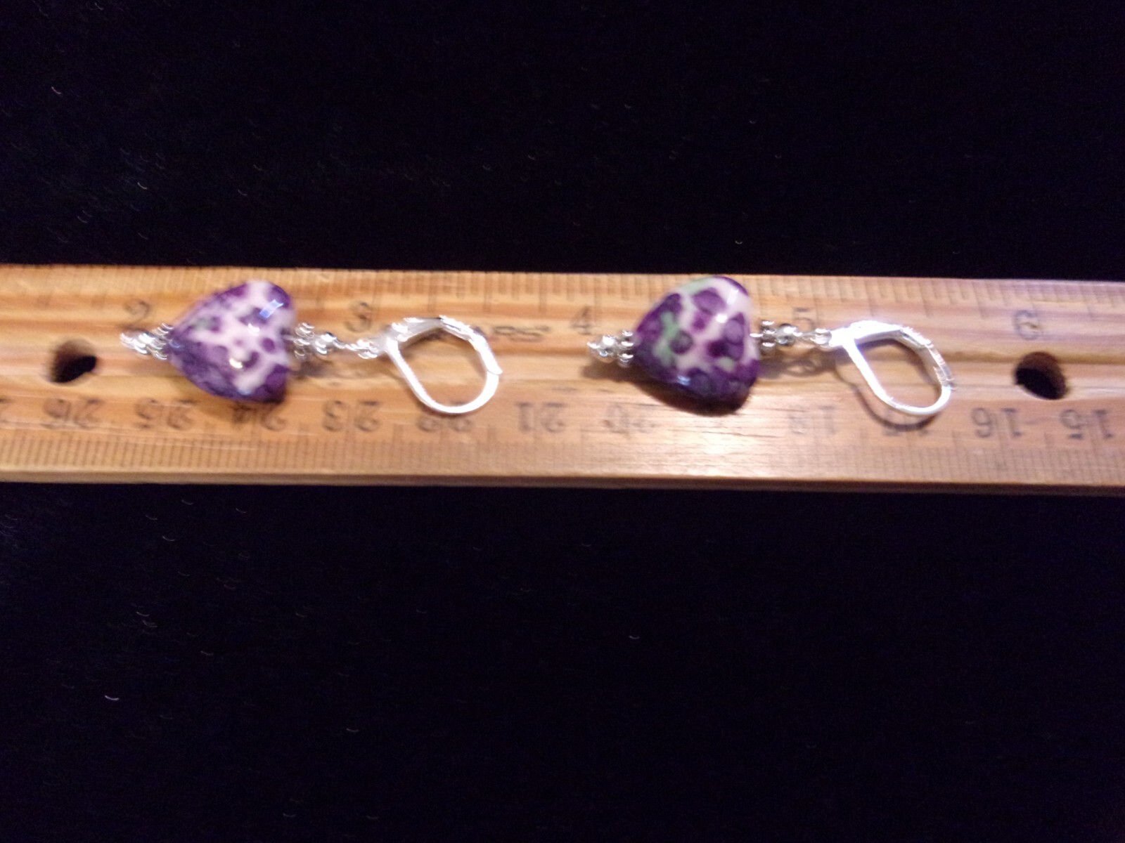 925 Multi-Colored Flower Agate Hearts Leverback Earrings