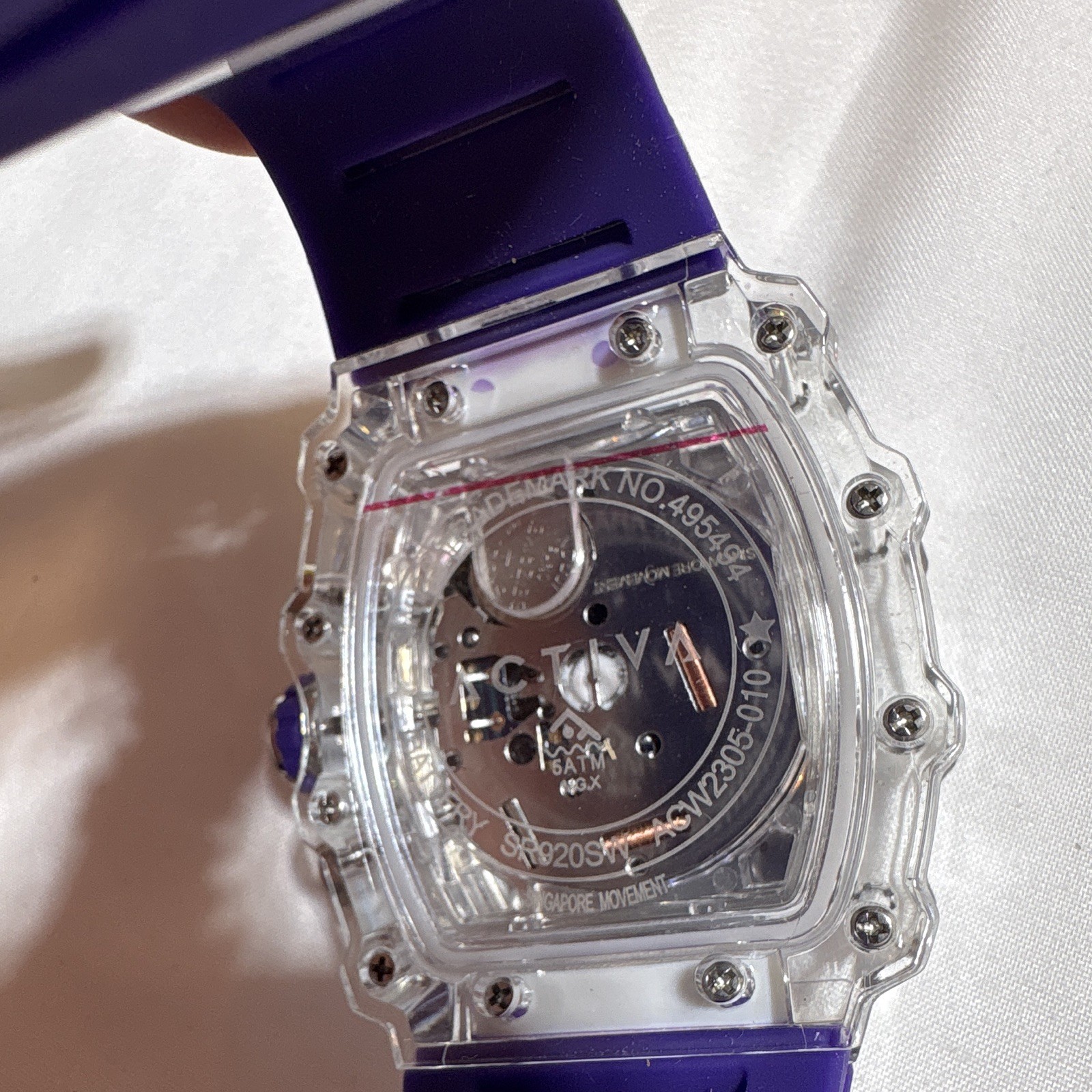 Activa ACW2305-010 Unisex 50mm Clear Resin Blue Silicone Multi-Function Watch