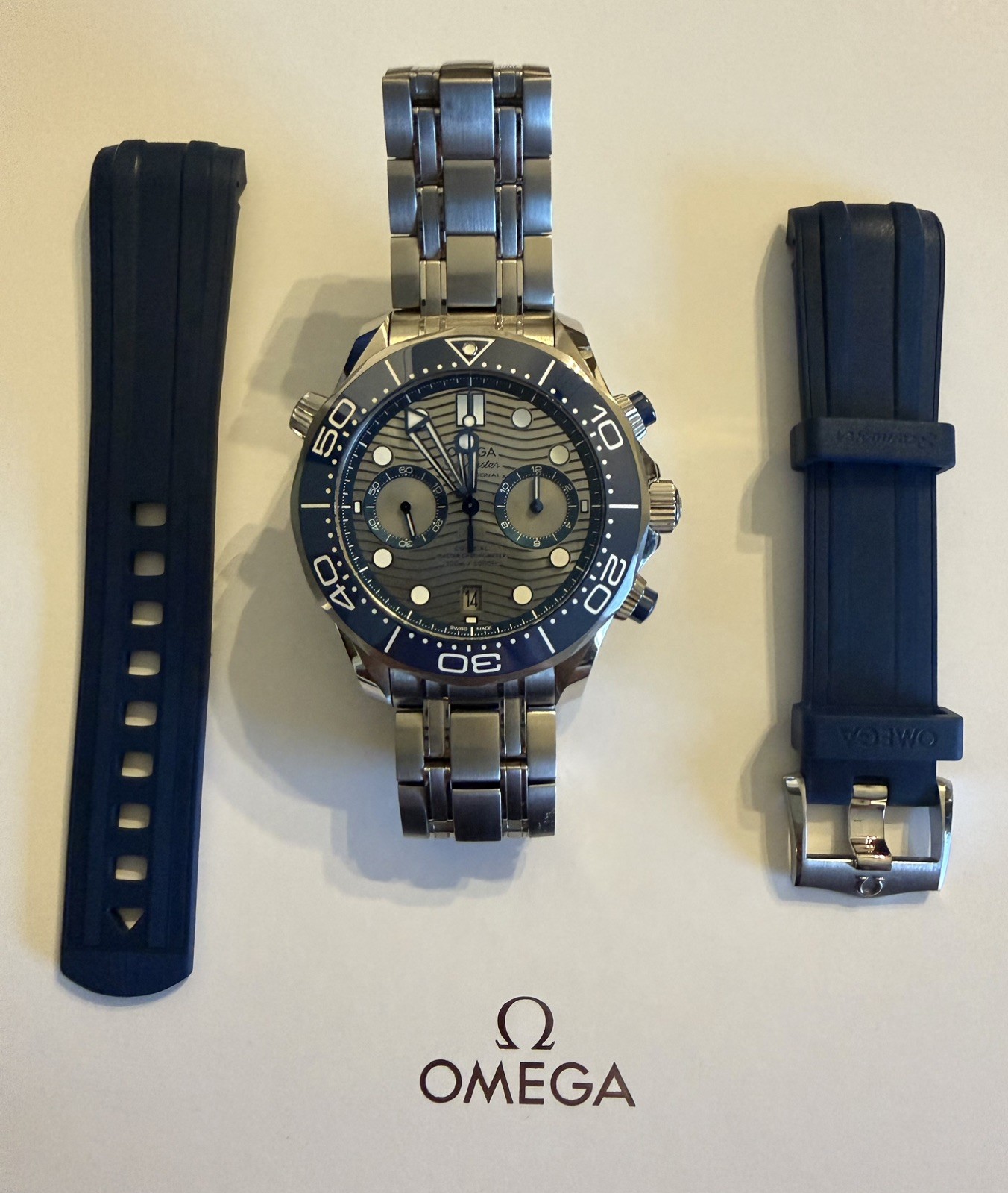 OMEGA Seamaster Chronograph 210.30.44.51.06.001 FullSet + Omega rubber strap