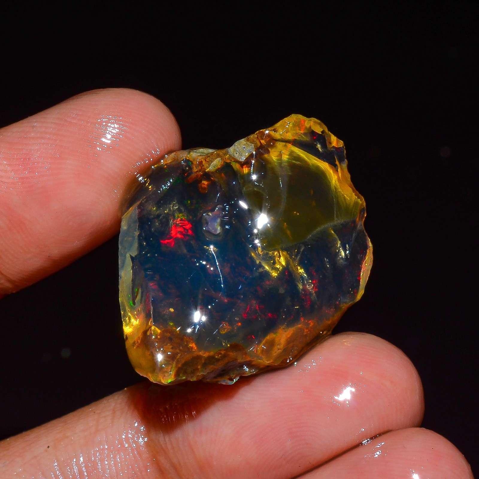 Beautiful Top Grade-100%Natural Welo Fire Ethiopian Oil Opal Rough-28.00 Carat