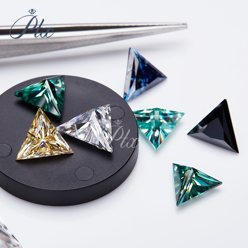(Never Fade) Loose Moissanite Stones Triangle All Color Gems for Jewelry Making