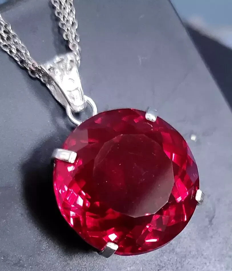 Certified Natural 52.23 Ct Red Red Ruby 925 Solid Silver Pendant Loose Gemstone