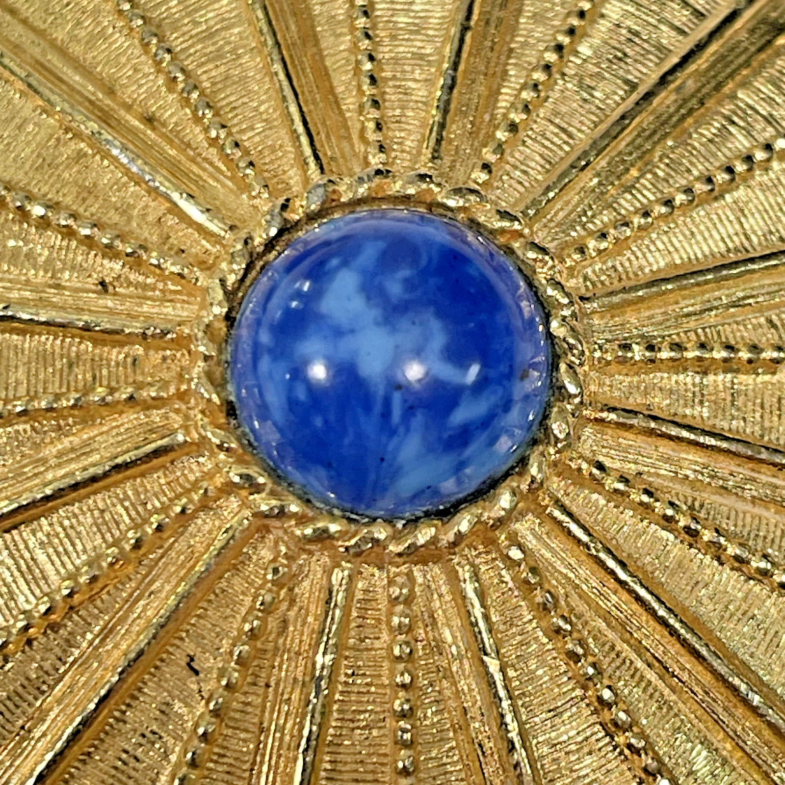 Vintage ESTEE LAUDER Signed Perfume Locket w/LAPIS LAZULI Blue Glass Stone 24″