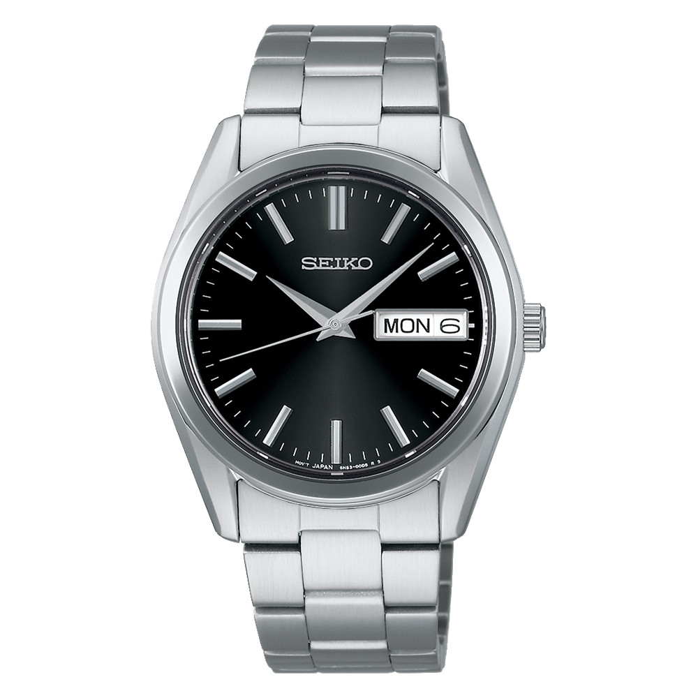SEIKO SELECTION SBTH011 Stainless Steel Day Date Quartz Watch Black Dial 37.4mm