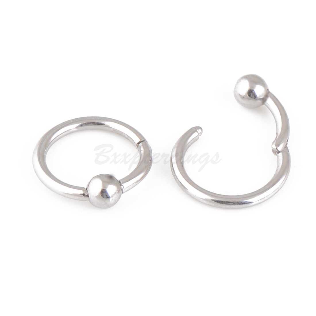 16G 5/16“ 3/8” Silver Nose Hoop Septum Hinged Segment Clicker Daith Earring CBR