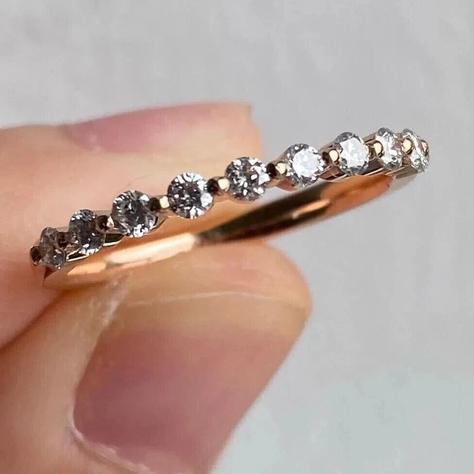 Wedding Diamond Band Round Cut 0.3 Carat 14k Yellow Gold Lab Grown VVS E F CVD