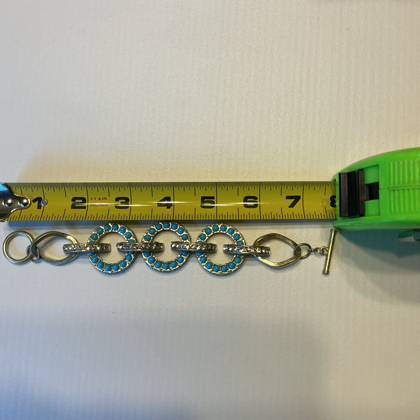 Women’s Contemporary Summer Bracelet With Blue Beads And Rhinestones – 7.5 “