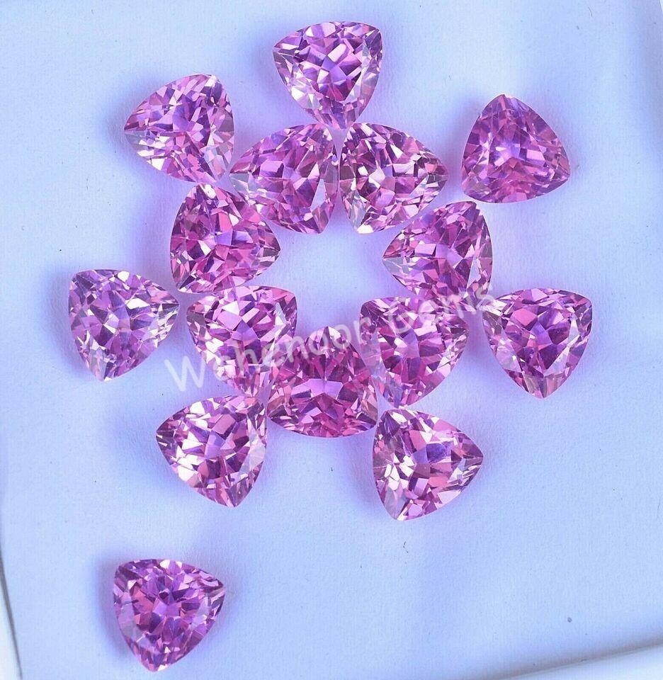 15 Pcs Natural Mogok Pink Ruby Trillion 7.00 MM Certified AAA+ Treated Gemstone