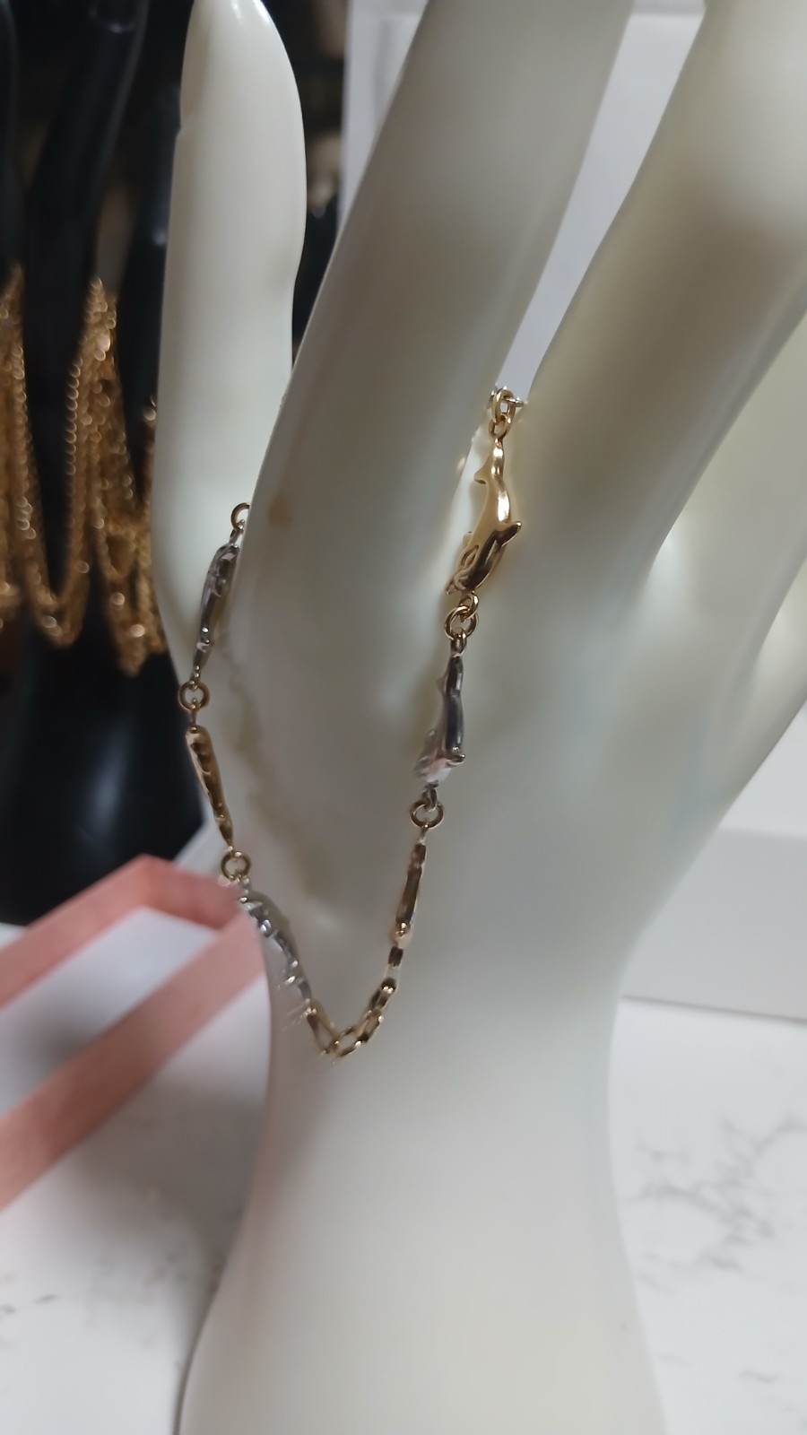 9ct Yellow and white Gold dolphins Bracelet.