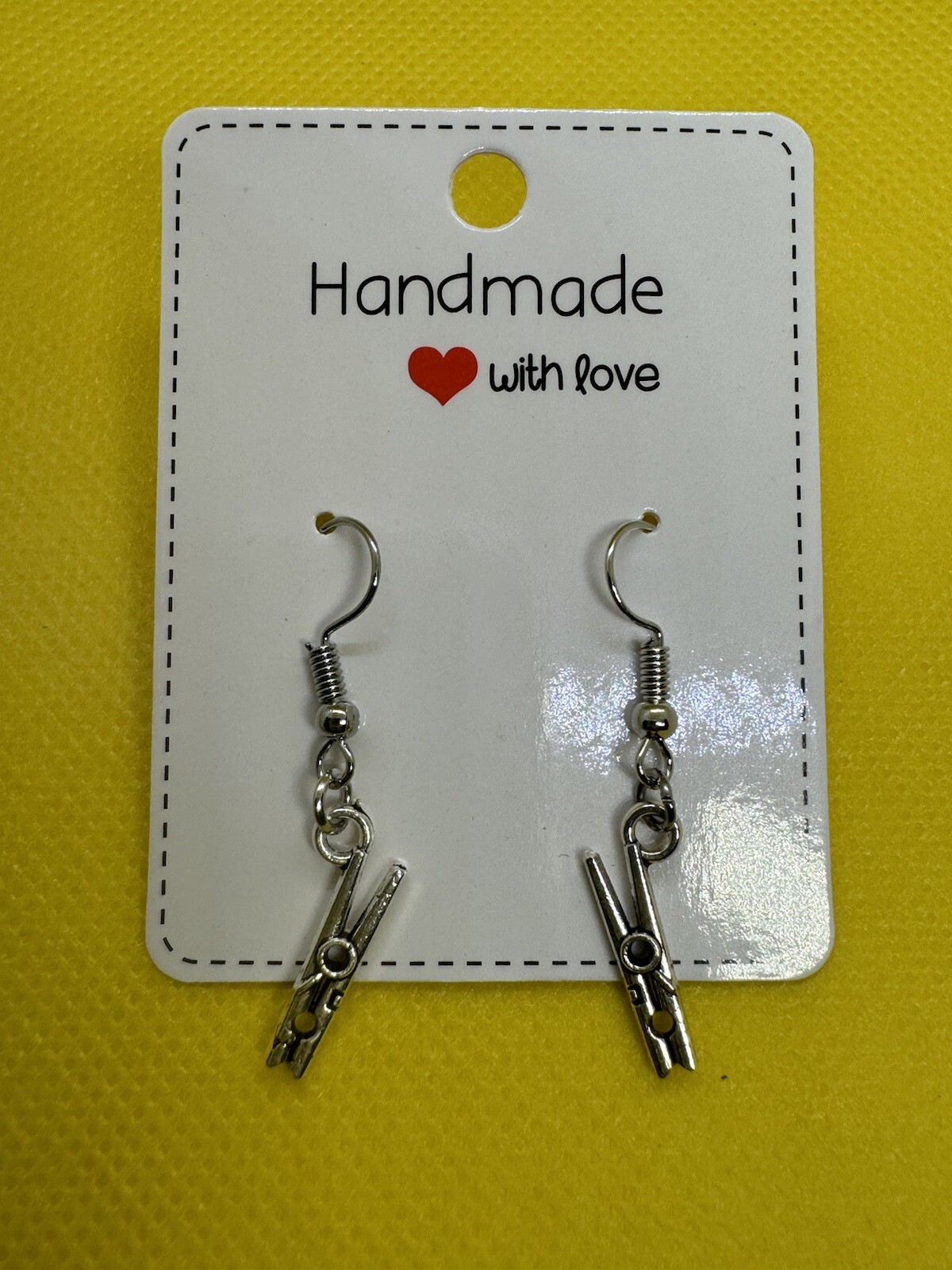 Clothespins Nickel Free Handmade Dangle/Fishhook Earrings
