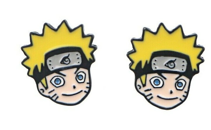 NARUTO Anime Cartoon Enamel/Metal Stud Earrings Approx. 1/2″ In Gift Box