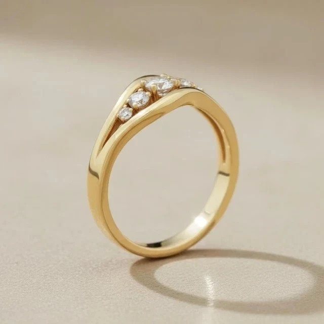 14K Yellow Gold Plated 2.10ct Lab Grown Diamond Women’s Engagement Band Ring