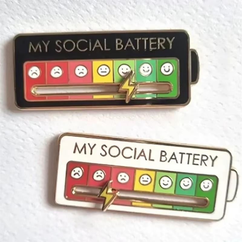 My Social Battery Pin Mood Expression Badge Funny Alloy Brooch For Clothes Gift