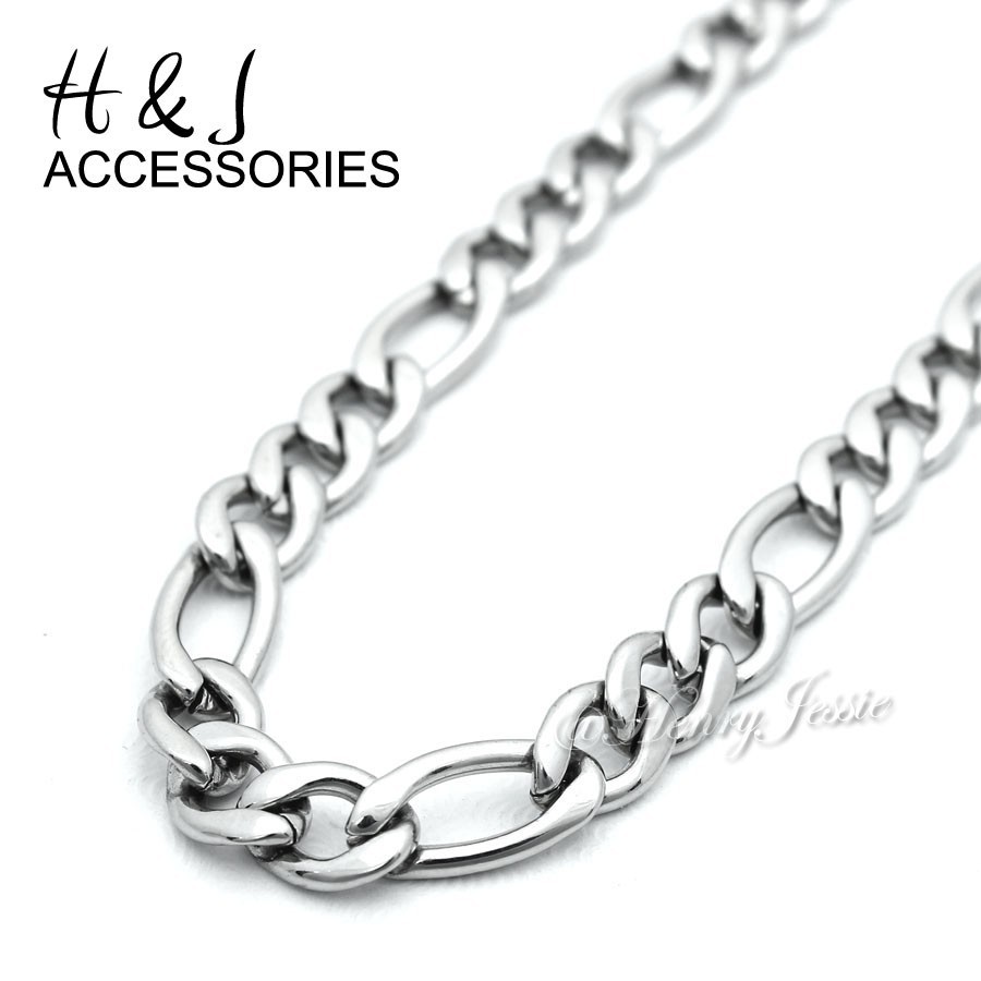 16-40″MEN’s 316 L Stainless Steel 4.5mm Silver Figaro Link Chain Necklace