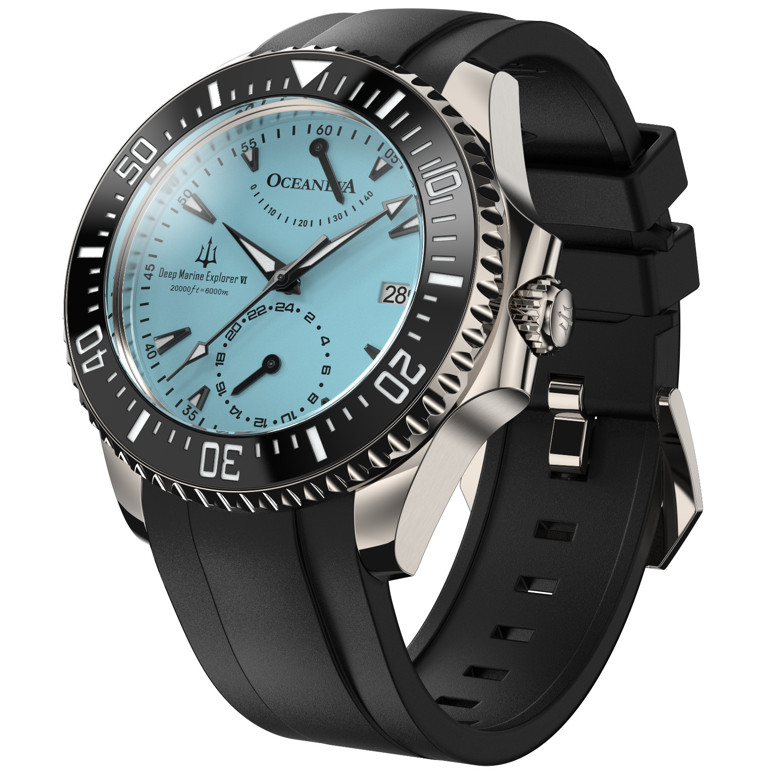 Oceaneva Power Reserve 6000m Grade 5 Titanium Automatic Light Blue
