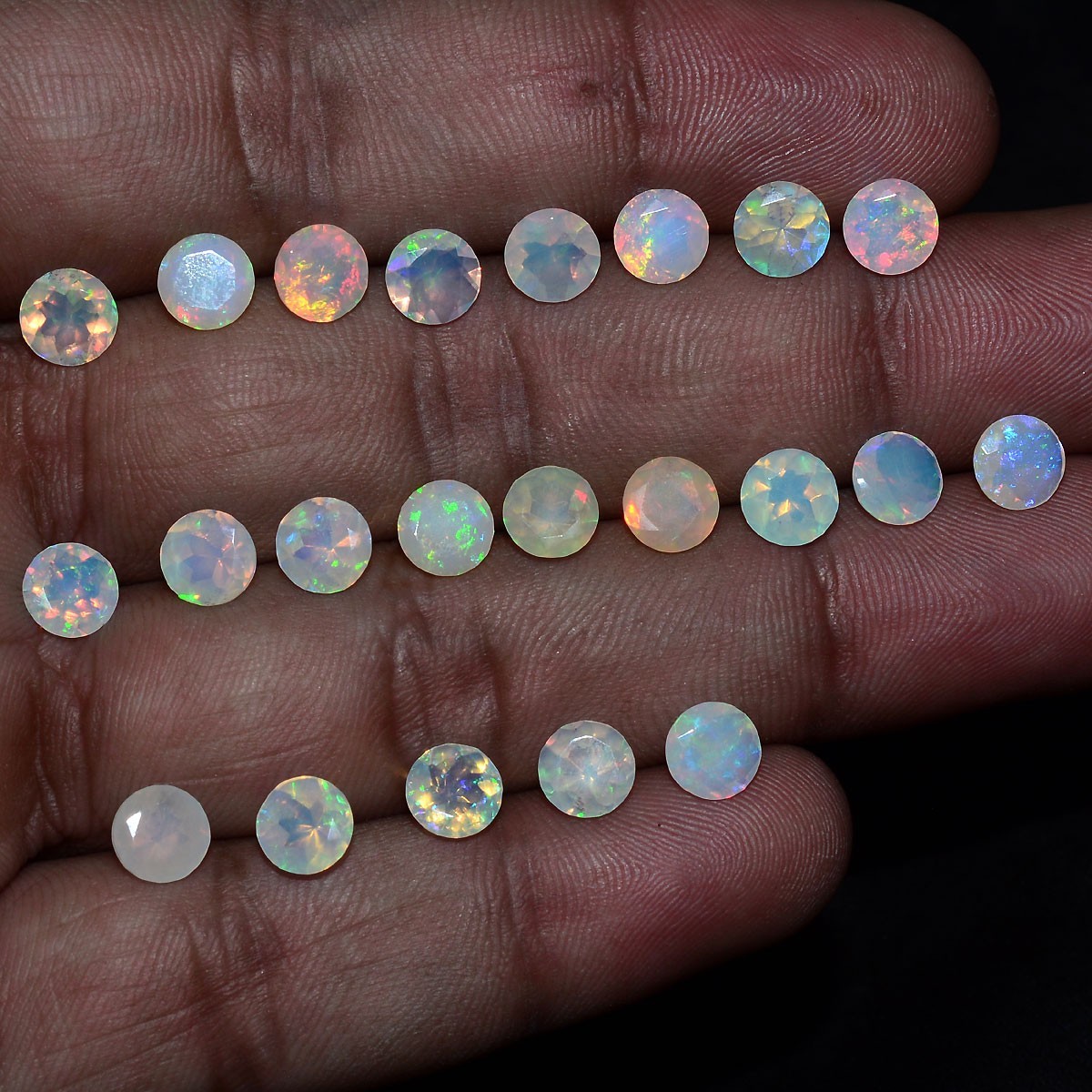 11 Pcs Natural Opal Ethiopian 6mm Top-Grade Round Flashy Colors Loose Gemstones