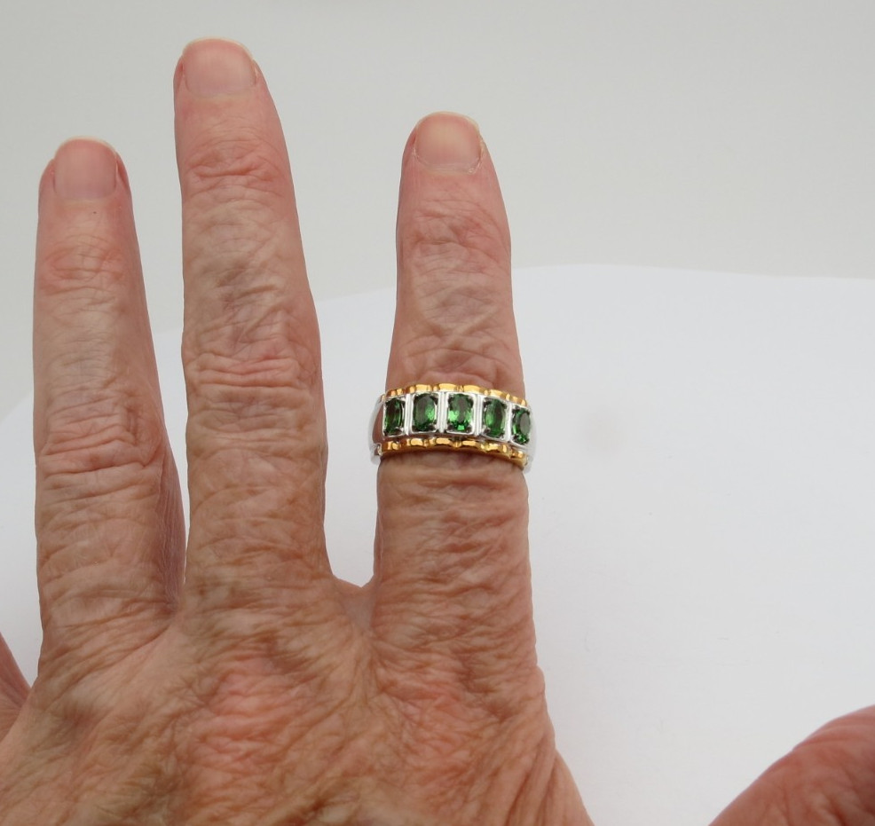 Michael Valitutti Five Stone Chrome Diopside Sterling Silver Palladium Ring S 10