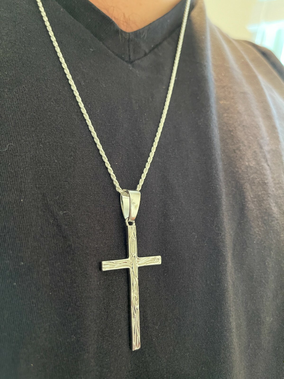 Large 2″ Men’s Plain Cross Pendant Solid 925 Sterling Silver / 14k Gold Plated