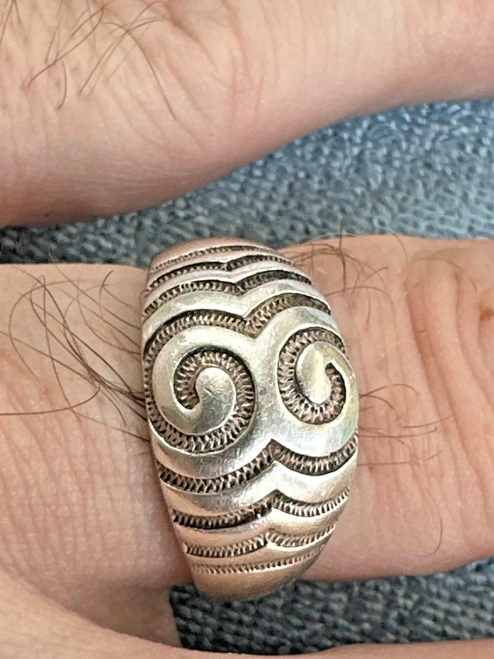 Vintage Soviet 925 Silver Swirl Dome Statement Ring Size 10.5-11 6.00g⁠-287
