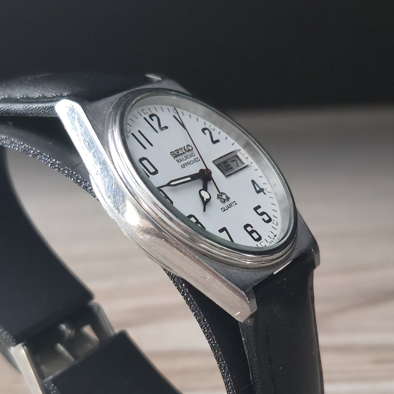 Vintage Seiko SQ Railroad Approved Men’s Watch Silver 12 Hr Day/Date Non Working