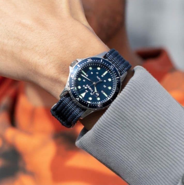 TIMEX TW2T75400 Navy XL Quartz Watch Blue Dial 100M Water Resistant 44mm