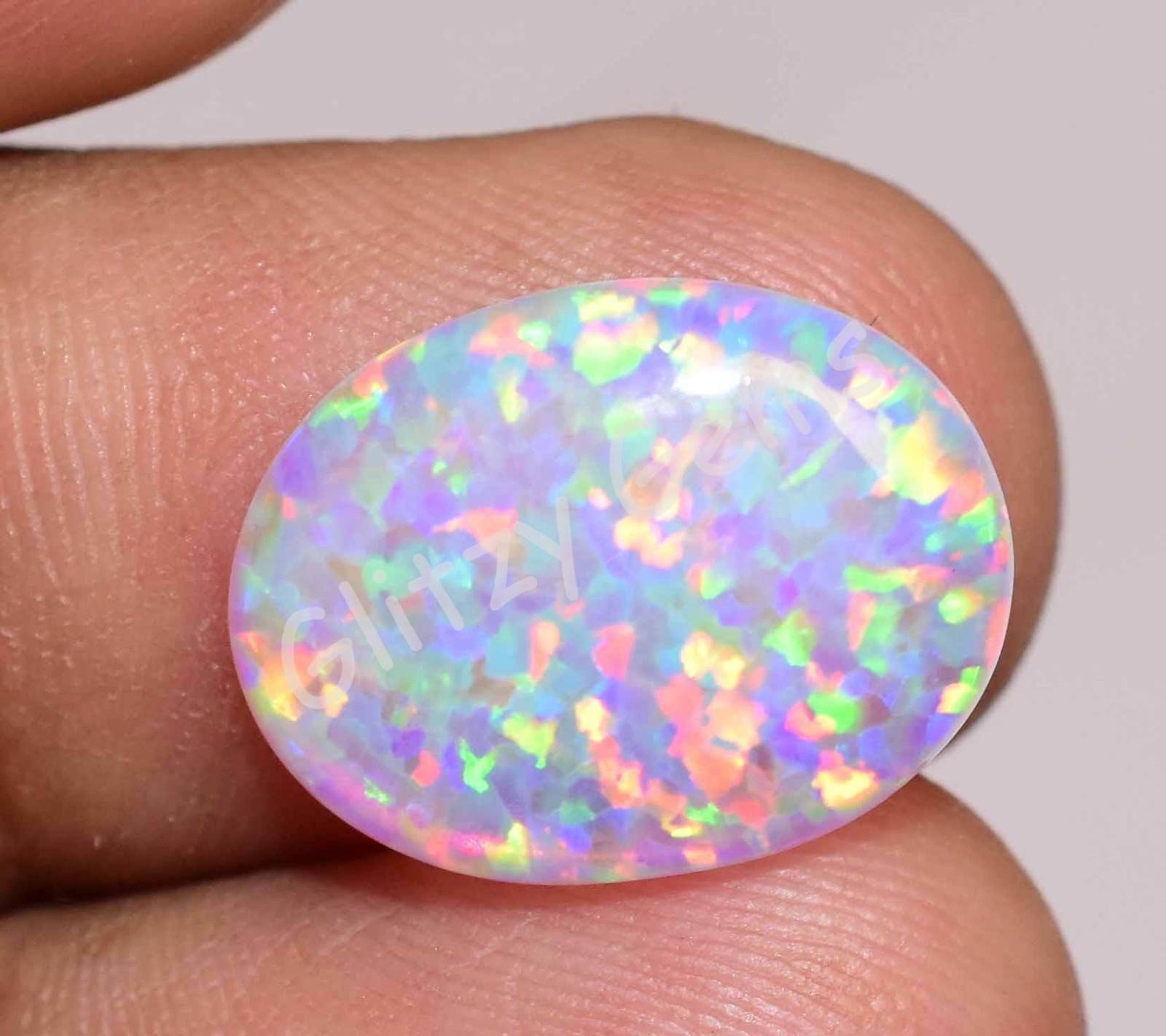 Natural Milky White Play Of Color Fire Opal 4.25 Ct Cabo Certified Gemstone