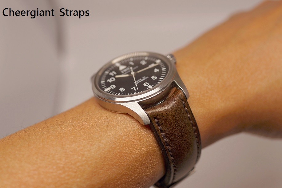 IWC Pilot Mark XV curved end leather strap watch band Made In Taiwan Cheergiant