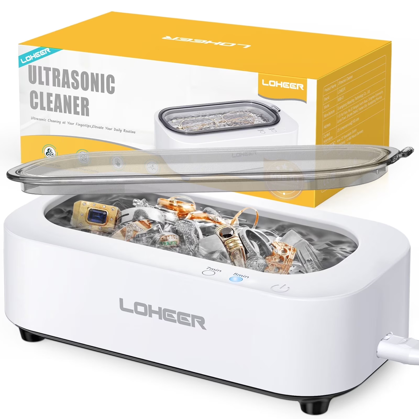 LOHEER 48kHz Ultrasonic Jewelry Cleaner 12oz FREE SHIP