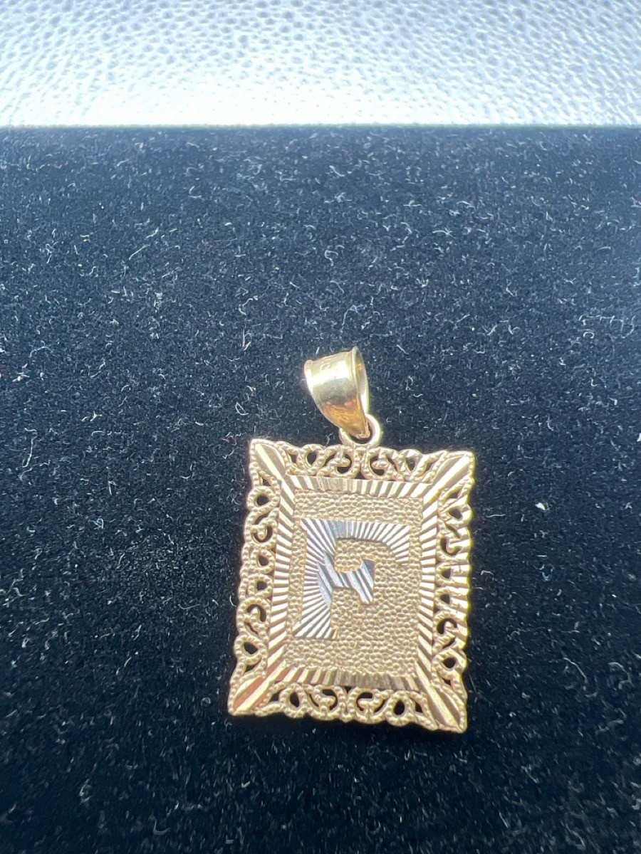 10K Box Filigree “F” Pendant Yellow Gold 1.5g Length 1mm Width 0.6″ (TDW045155)