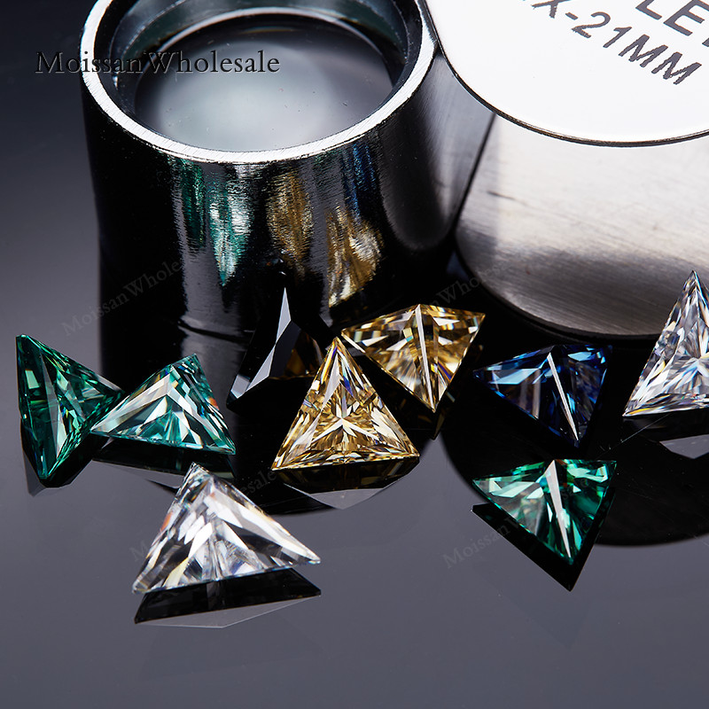 (Never Fade) Loose Moissanite Stones Triangle All Color Gems for Jewelry Making